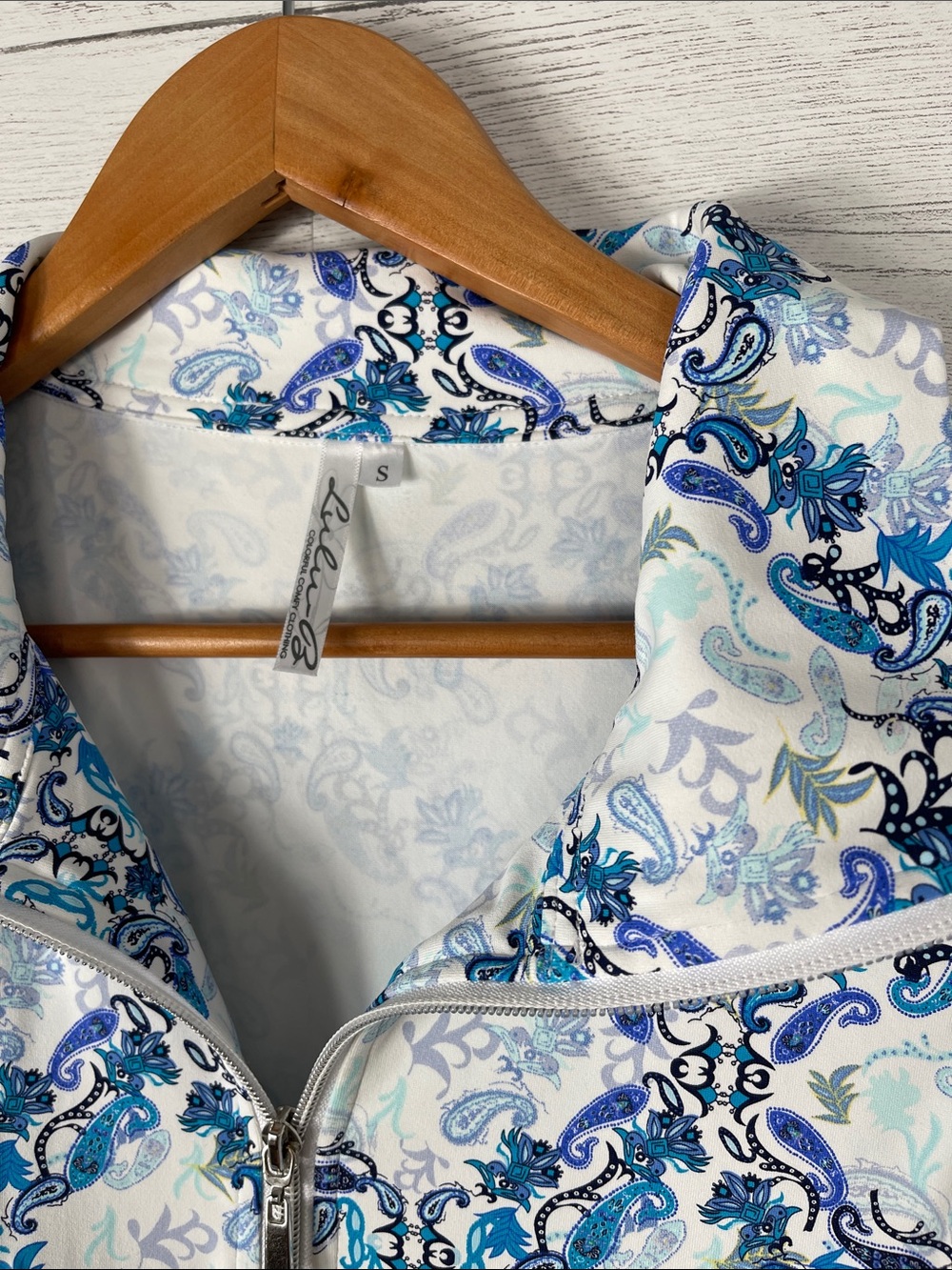 Lulu-B Sleeveless Blue & White Printed Polo Dress - Picture 2 of 4